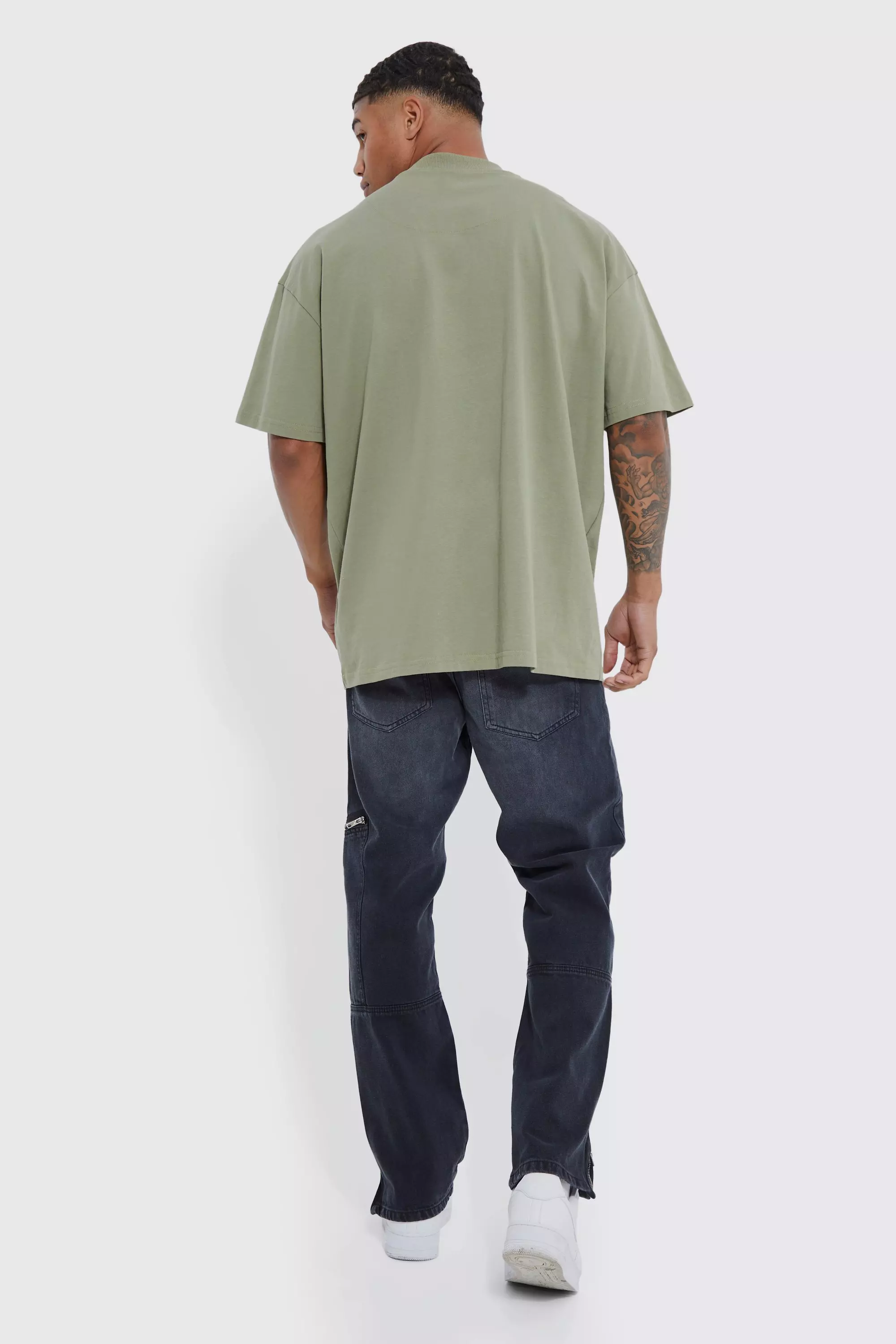 Straight Rigid Zip Detail Jeans | boohooMAN USA